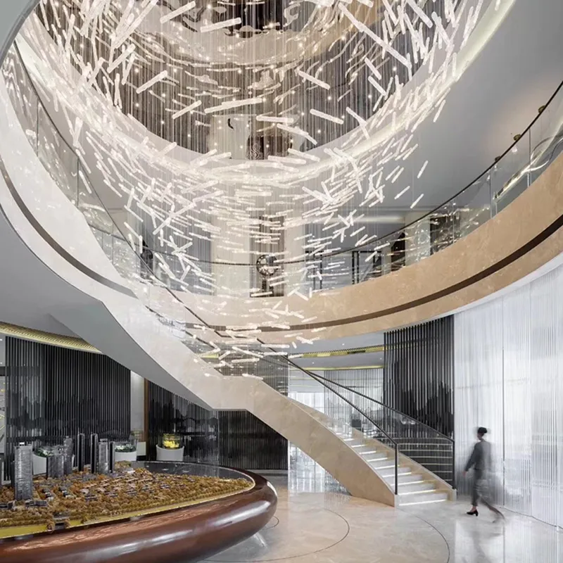 Custom Made Project Lighting Central Vortex White Big Hotel Modern Crystal Chandelier 1 Custom Made Project Lighting Central Vortex White Big Hotel Modern Crystal Chandelier