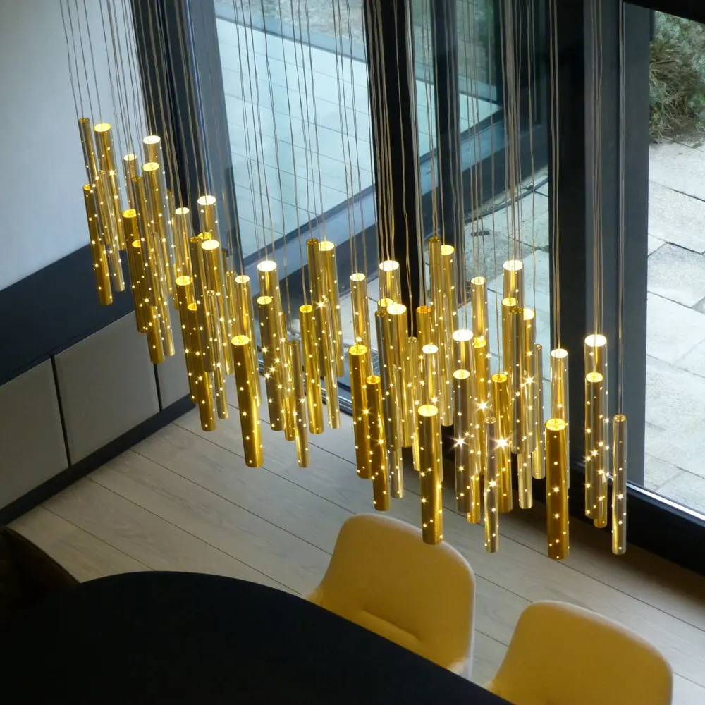 Modern Indoor Living Room Staircase Dining Room Decoration Ceiling Pendant Light Luxury Iron Round Tube Led Chandelier 1 Modern Indoor Living Room Staircase Dining Room Decoration Ceiling Pendant Light Luxury Iron Round Tube Led Chandelier