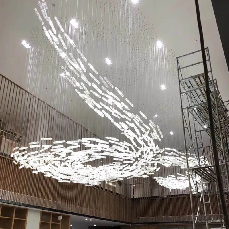 Custom Made Project Lighting Central Vortex White Big Hotel Modern Crystal Chandelier 2 Custom Made Project Lighting Central Vortex White Big Hotel Modern Crystal Chandelier - Image 2