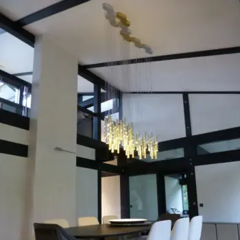 Modern Indoor Living Room Staircase Dining Room Decoration Ceiling Pendant Light Luxury Iron Round Tube Led Chandelier 5 2 26