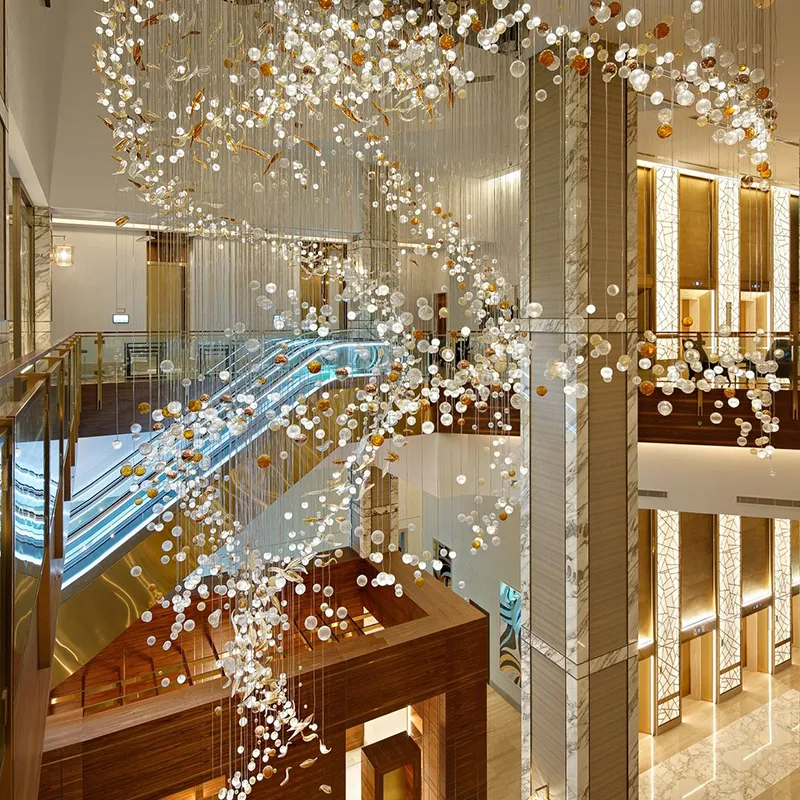 Luxury Art Glass Ball Shape Chandelier Decorative Modern Hand Blown Glass Lamp for Hotel Villa Lobby Pendant Light Chandelier | public Lighting | 3 Luxury Art Glass Ball Shape Chandelier Decorative Modern Hand Blown Glass Lamp for Hotel Villa Lobby Pendant Light Chandelier | public Lighting | - Image 3