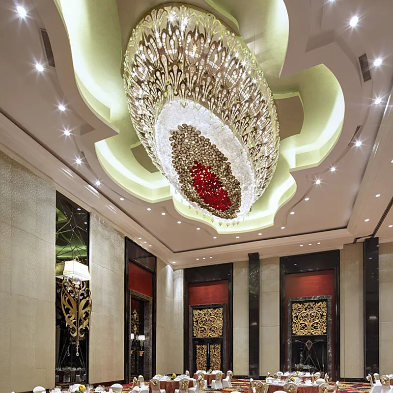 Modern Luxury Crystal LED Chandelier Gold Hanging Lamp Long Iron Pendant for Restaurant Living Room Hotel Chandelier Pendant | Hotel Lighting | 3 Modern Luxury Crystal LED Chandelier Gold Hanging Lamp Long Iron Pendant for Restaurant Living Room Hotel Chandelier Pendant | Hotel Lighting | - Image 3