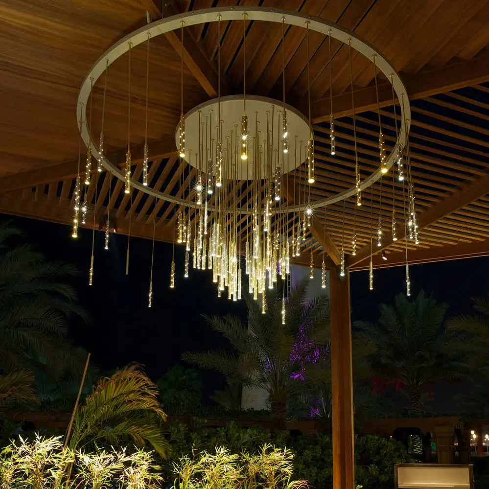 Modern Indoor Living Room Staircase Dining Room Decoration Ceiling Pendant Light Luxury Iron Round Tube Led Chandelier 3 Modern Indoor Living Room Staircase Dining Room Decoration Ceiling Pendant Light Luxury Iron Round Tube Led Chandelier - Image 3