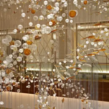 Luxury Art Glass Ball Shape Chandelier Decorative Modern Hand Blown Glass Lamp for Hotel Villa Lobby Pendant Light Chandelier | public Lighting | 8 3 36