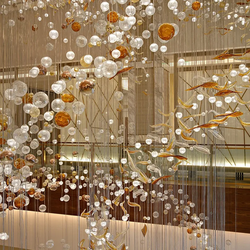 Luxury Art Glass Ball Shape Chandelier Decorative Modern Hand Blown Glass Lamp for Hotel Villa Lobby Pendant Light Chandelier | public Lighting | 4 Luxury Art Glass Ball Shape Chandelier Decorative Modern Hand Blown Glass Lamp for Hotel Villa Lobby Pendant Light Chandelier | public Lighting | - Image 4