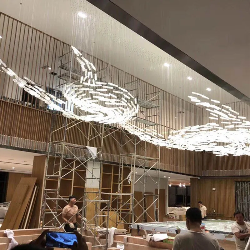 Custom Made Project Lighting Central Vortex White Big Hotel Modern Crystal Chandelier 4 Custom Made Project Lighting Central Vortex White Big Hotel Modern Crystal Chandelier - Image 4