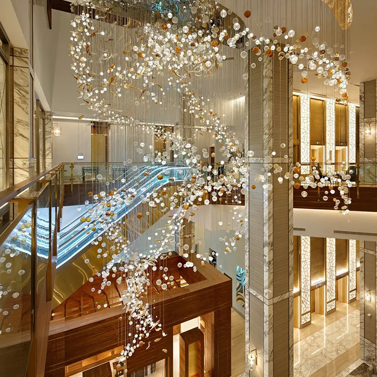 Luxury Art Glass Ball Shape Chandelier Decorative Modern Hand Blown Glass Lamp for Hotel Villa Lobby Pendant Light Chandelier | public Lighting | 5 Luxury Art Glass Ball Shape Chandelier Decorative Modern Hand Blown Glass Lamp for Hotel Villa Lobby Pendant Light Chandelier | public Lighting | - Image 5