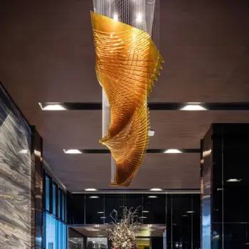 Luxury Art Style: Gilded Wave · Lobby Art Installation Chandelier | Shopping Mall |