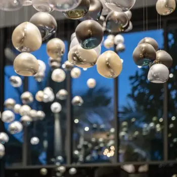 Post-Modern Ball Pendant Light Handmade Murano Orbs Silver Gold Smoke Grey Matt Ball Chandeliers for Hotel Villa Restaurant | Shopping Mall |