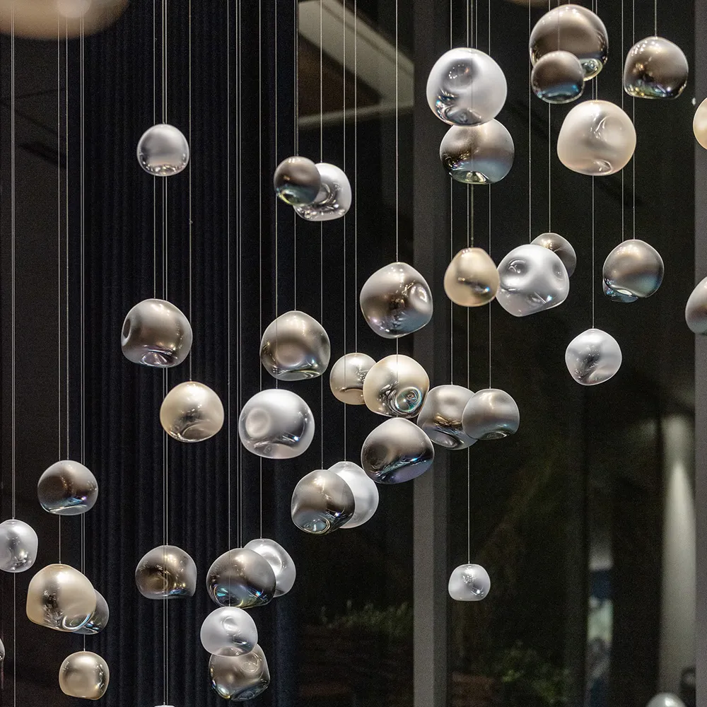Post-Modern Ball Pendant Light Handmade Murano Orbs Silver Gold Smoke Grey Matt Ball Chandeliers for Hotel Villa Restaurant | Shopping Mall | 4 Post-Modern Ball Pendant Light Handmade Murano Orbs Silver Gold Smoke Grey Matt Ball Chandeliers for Hotel Villa Restaurant | Shopping Mall | - Image 4