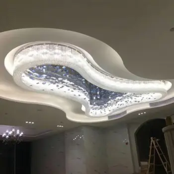 Large Project Sales Office Sand Table Pendant Hotel Lobby Ceiling Light Creative Grand Glass Crystal Chandelier | Hotel Lighting | 5 售楼处沙盘区异形梅花管玻璃吊灯KTV 大厅会所大堂订制工程水晶灯 淘宝网 5