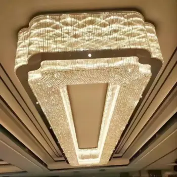 Customized Hotel Projects Luxury Hallway extra Large Rectangular Led Crystal Chandelier for Restaurant Large Chandelier | public Lighting |