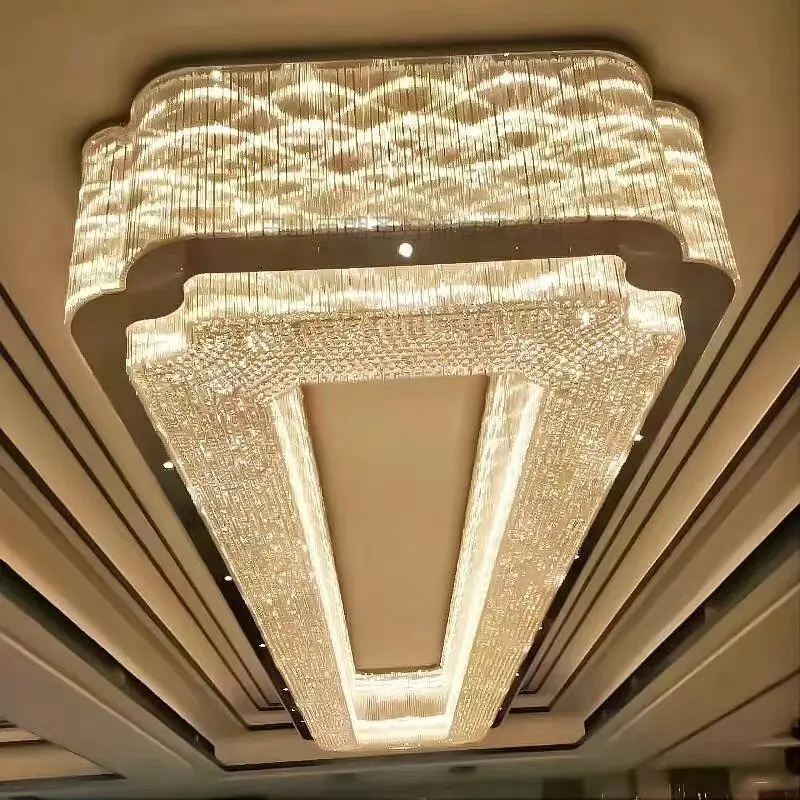 Customized Hotel Projects Luxury Hallway extra Large Rectangular Led Crystal Chandelier for Restaurant Large Chandelier | public Lighting | 1 Customized Hotel Projects Luxury Hallway extra Large Rectangular Led Crystal Chandelier for Restaurant Large Chandelier | public Lighting |